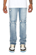Men's Stacked Fit Raw Edge Distressed Denim Jeans