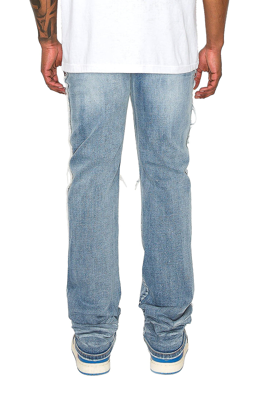 Men's Stacked Fit Raw Edge Distressed Denim Jeans