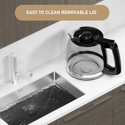 12-Cup Replacement Coffee Carafe Compatible with Hamilton Beach Coffee maker Pot 49902, 49915, 49905C, CM4309, 49317, 49467, 49611, 49904, 49934, 46230, 46290, 46293, 46294, 46299