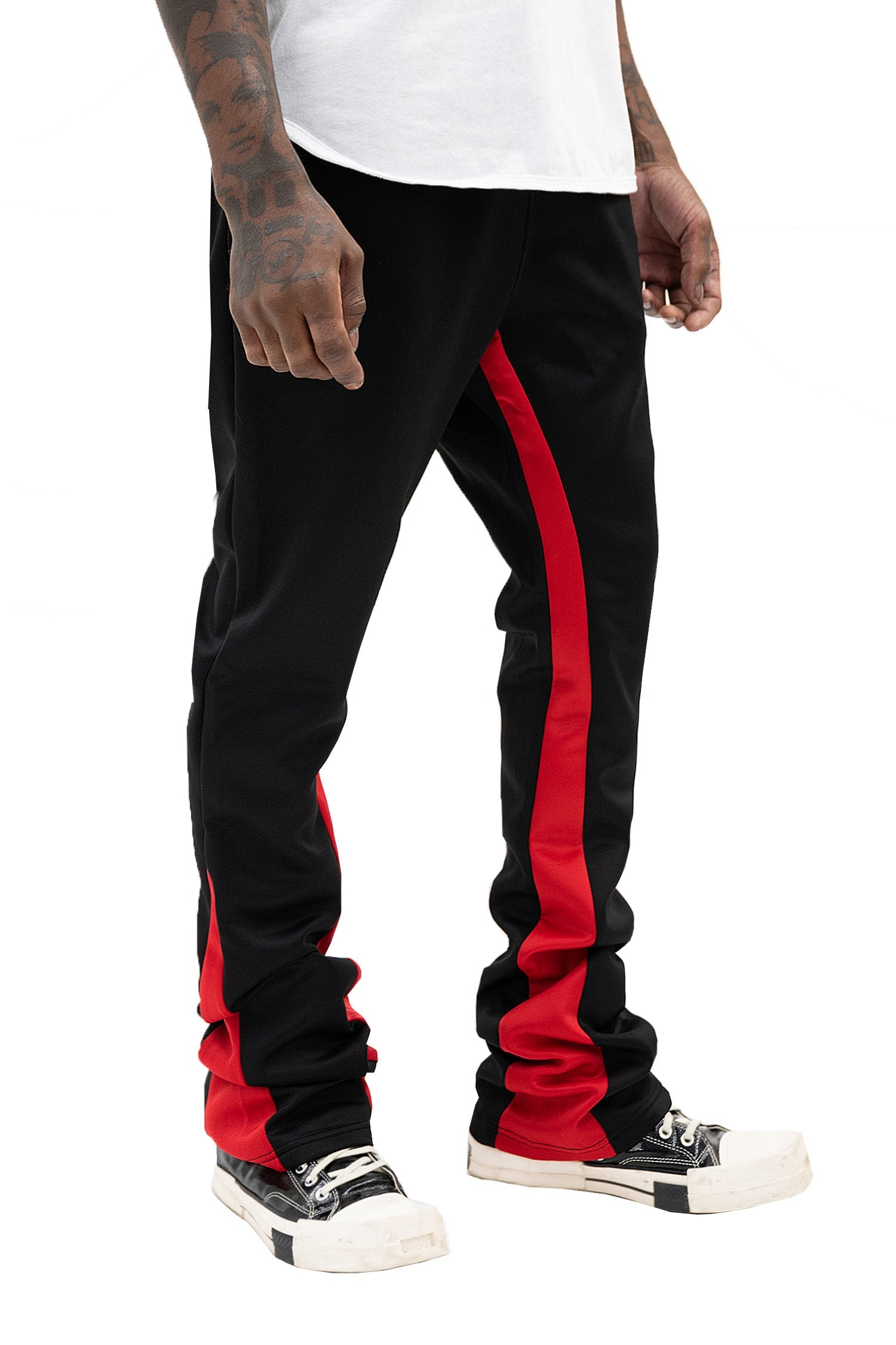 Men's Striped Stacked Flared Track Pants