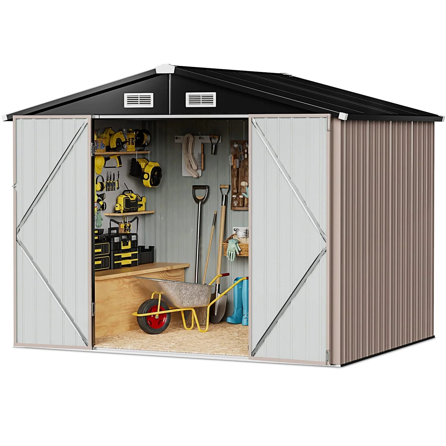 Aoxun 6.4x4 FT Outdoor Storage Shed for Tool Garden