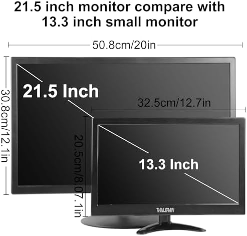 13.3 inch Small PC Monitor 1366x768 Mini LED Monitor with HDMI VGA AV BNC USB Intput, for Fire Stick Computer Xbox Ras pi, Built-in Speaker