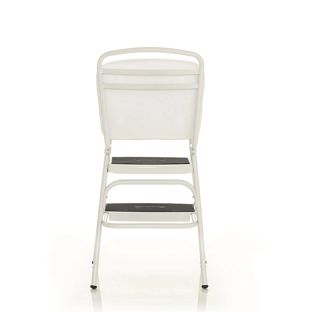 COSCO Stylaire Retro Chair + Step Stool with flip-up seat (white, one pack)