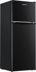 Upstreman 4.0 Cu.Ft Mini Fridge with Freezer – Double Door Compact Refrigerator for Dorm, Office, Bedroom – Adjustable Thermostat, Black (BR401)