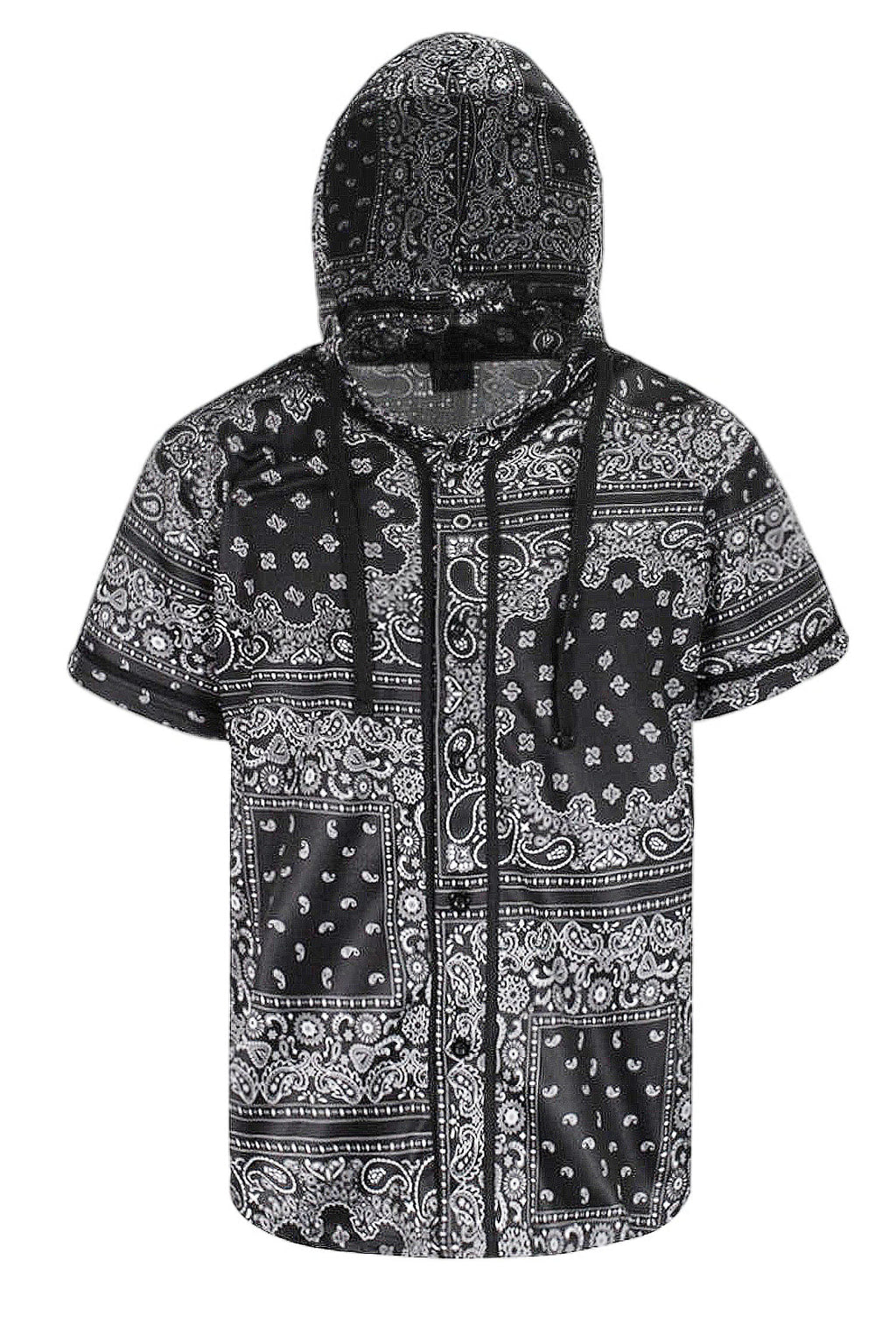 Men's Essential Hooded Bandana Baseball Short Sleeve Jersey