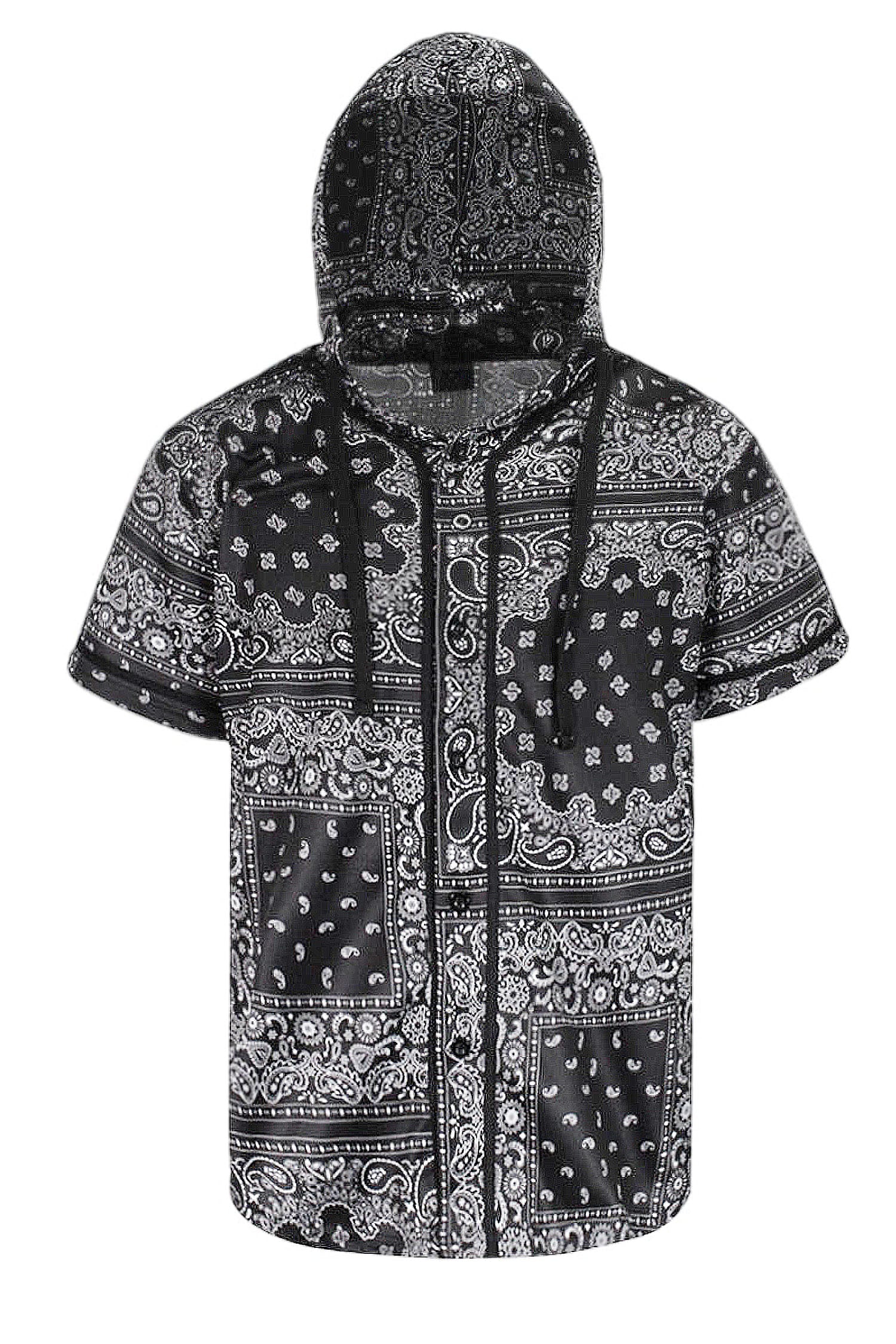 Men's Essential Hooded Bandana Baseball Short Sleeve Jersey