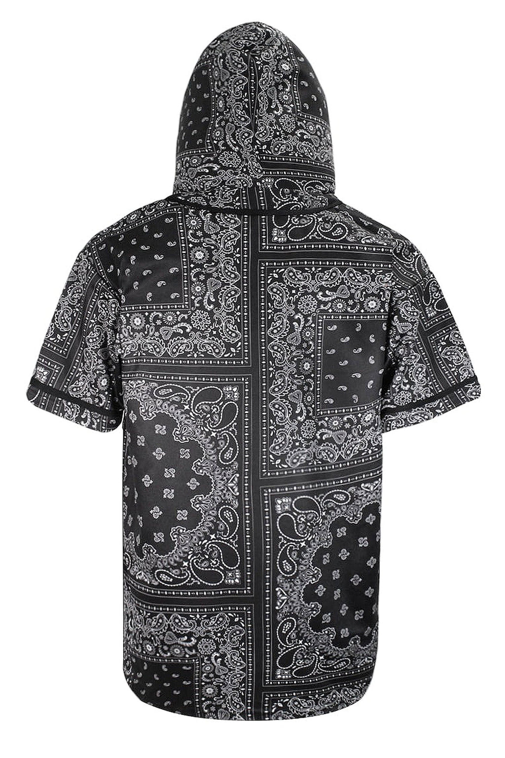 Men's Essential Hooded Bandana Baseball Short Sleeve Jersey