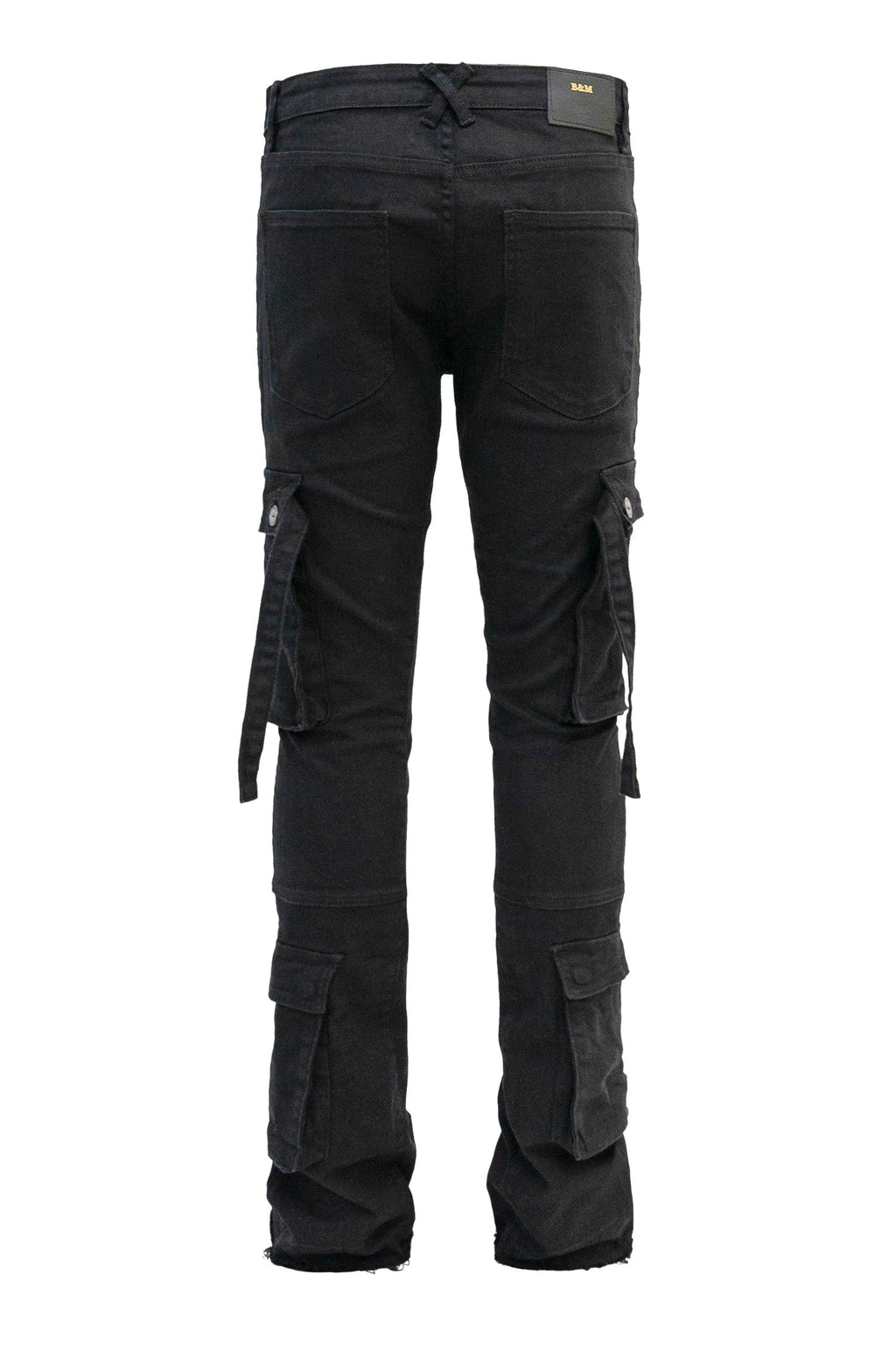 Men's 2-Tone Color Block Washed Stacked Flare Cargo Pants
