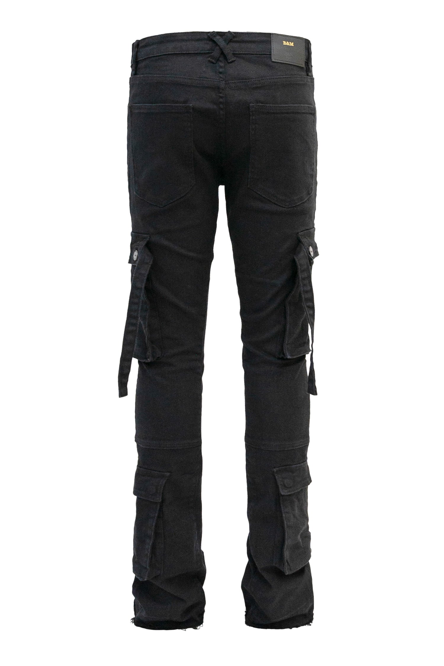 Men's 2-Tone Color Block Washed Stacked Flare Cargo Pants
