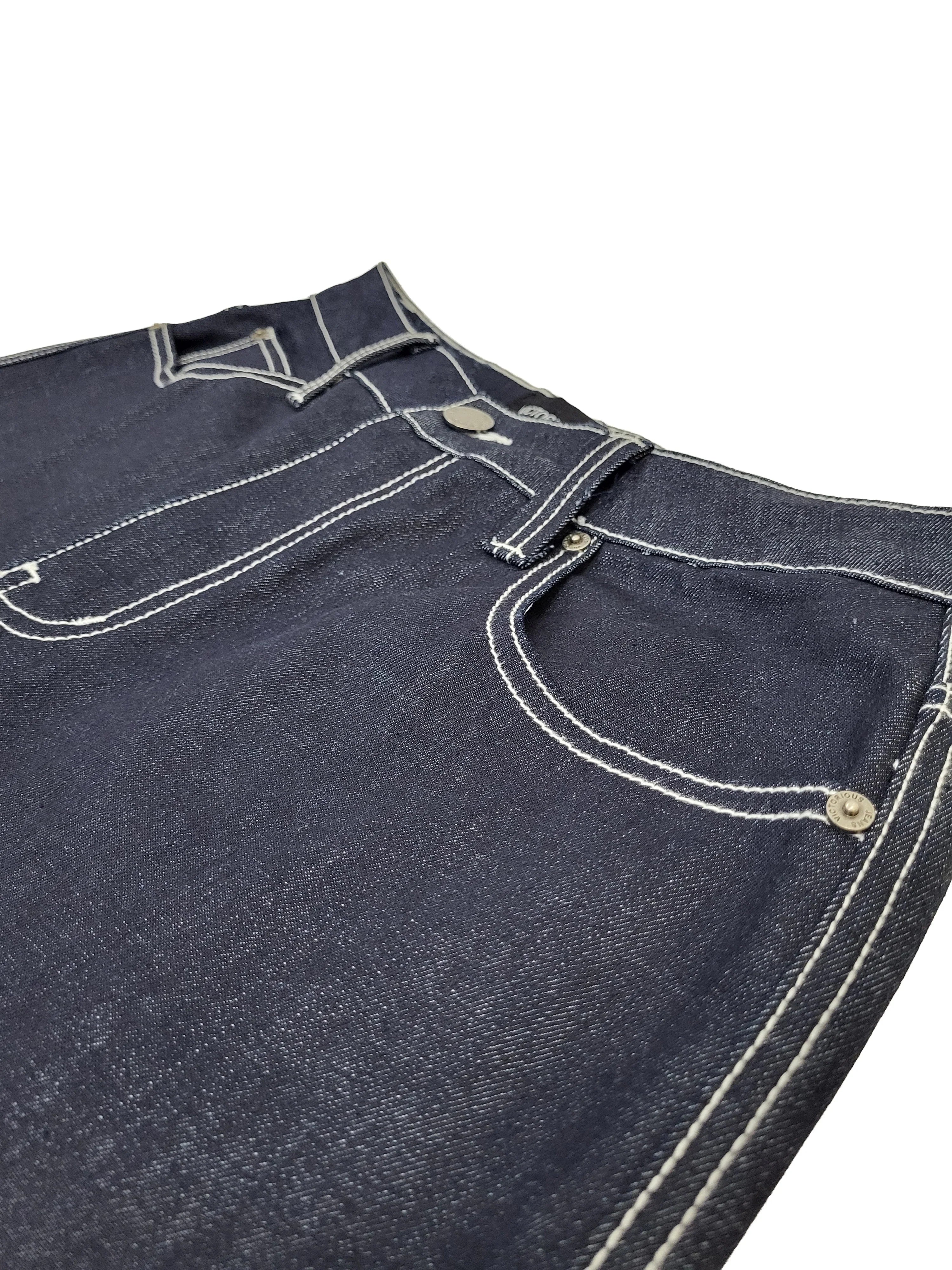 Baggy Fit Raw Denim Cargo Jeans