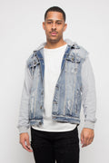 Fleece Denim Jacket with Hood