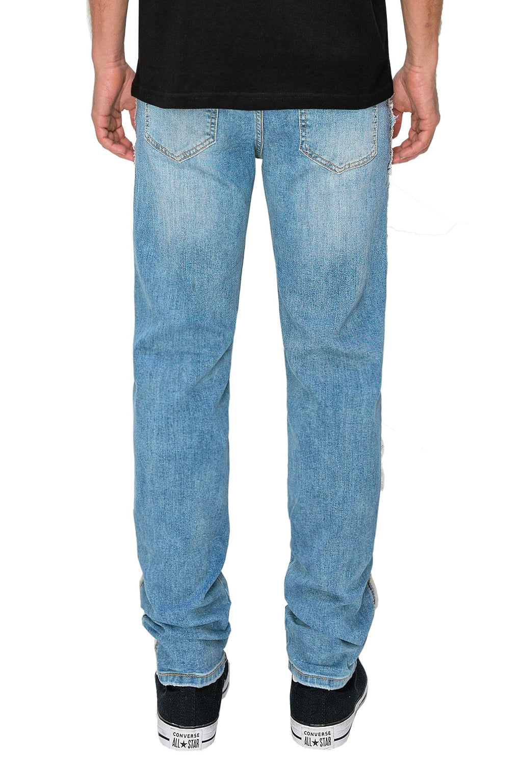 Men's Side Raw Edge Rip & Repair Denim Jeans