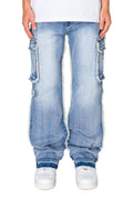 Men's Loose Fit Raw Edge Cargo Jeans