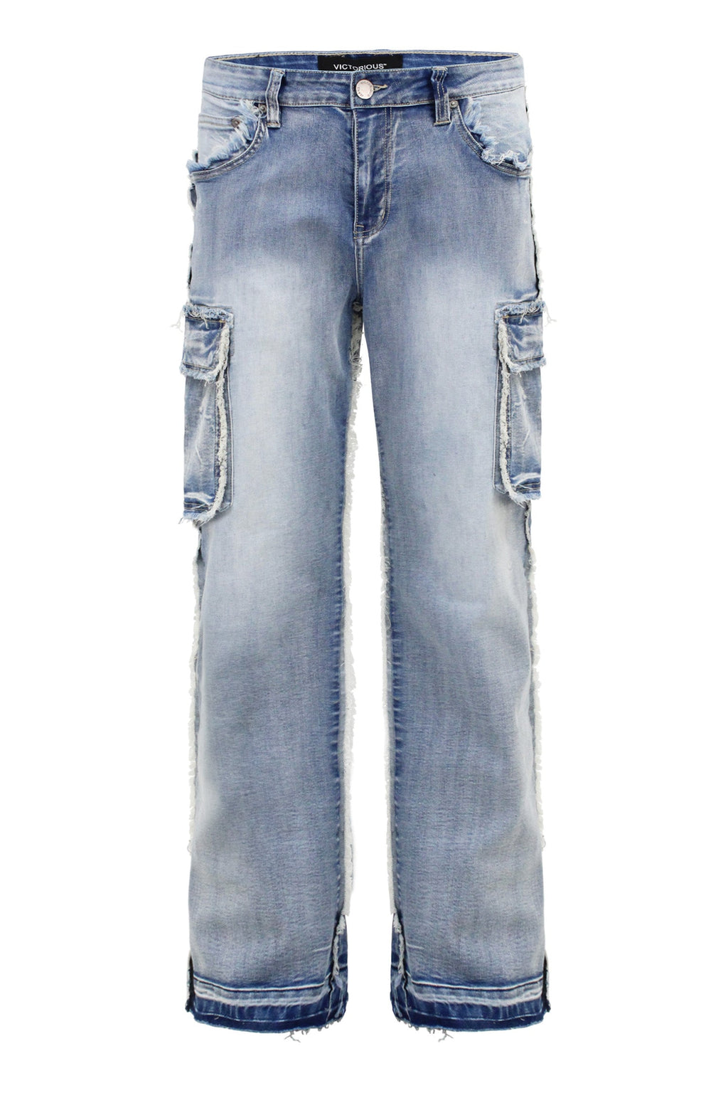 Men's Loose Fit Raw Edge Cargo Jeans