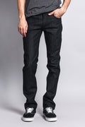 Men's Skinny Fit Raw Denim Jeans (Black)