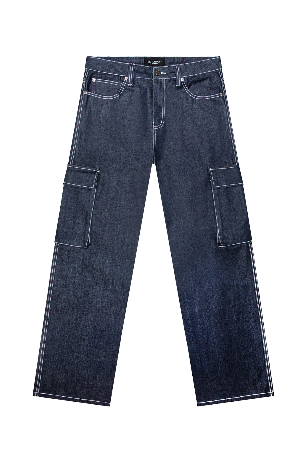 Baggy Fit Raw Denim Cargo Jeans