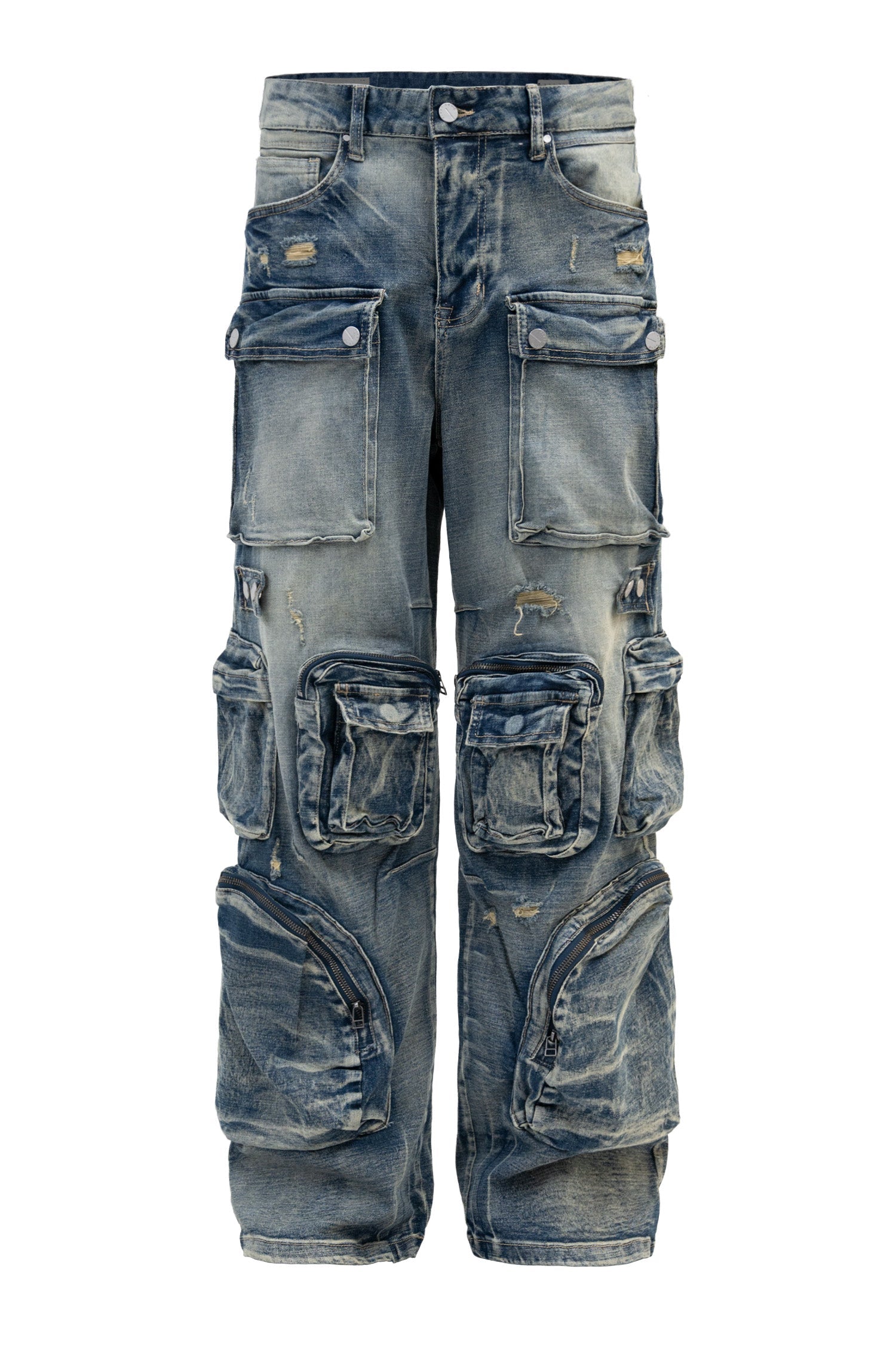 Men's Premium Vintage Multi Cargo Baggy Jeans