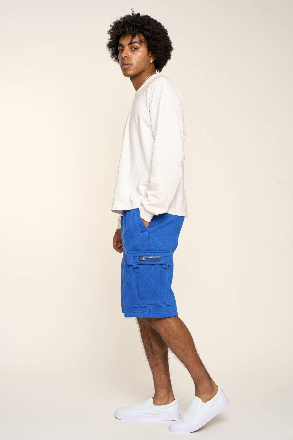 Men's Solid Fleece Heavyweight Cargo Shorts