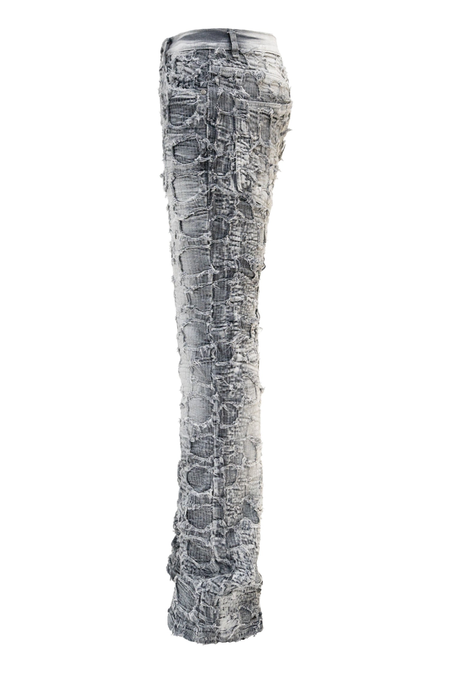 Men's Heavy Distressed Stitched Stacked Layer Denim Jeans