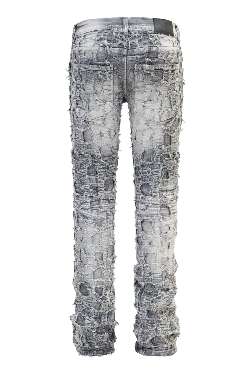 Men's Heavy Distressed Stitched Stacked Layer Denim Jeans