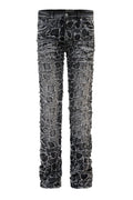 Men's Heavy Distressed Stitched Stacked Layer Denim Jeans