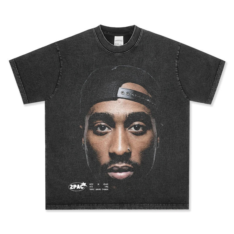 2Pac Big Face Vintage Graphic Tee