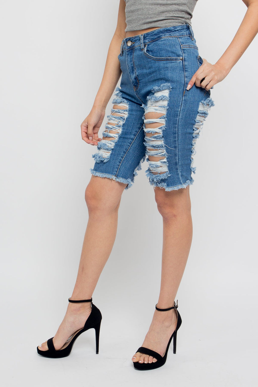 Double Sided Distressed Shorts