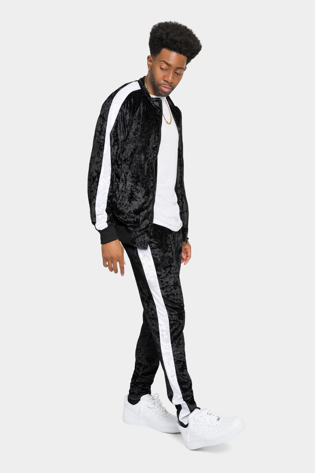 Accented Velour Track Suit