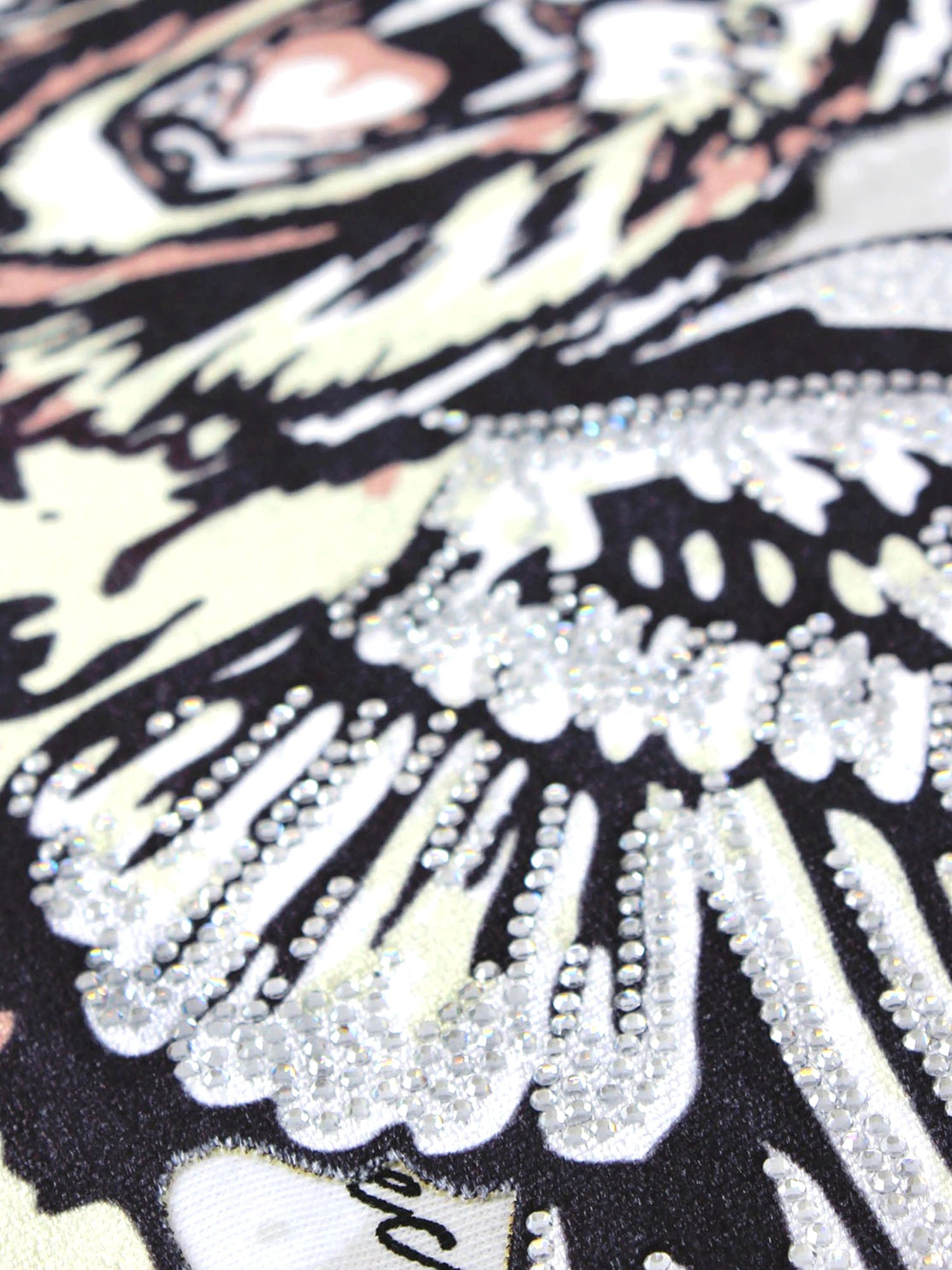 Lion Angel Crystal Embellished Graphic T-Shirt