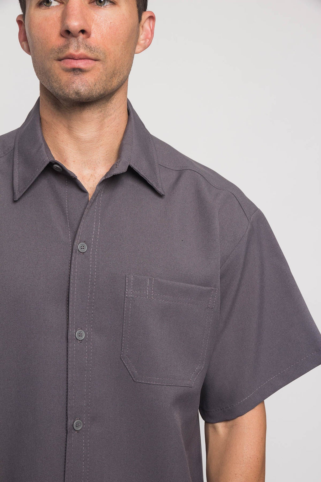 Western Casual Solid Short Sleeve Button Up Shirt