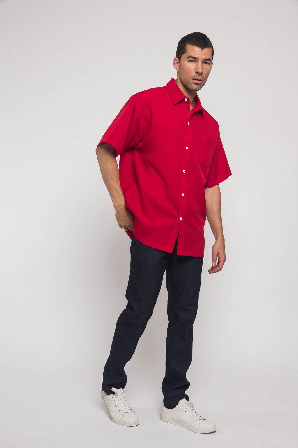 Western Casual Solid Short Sleeve Button Up Shirt