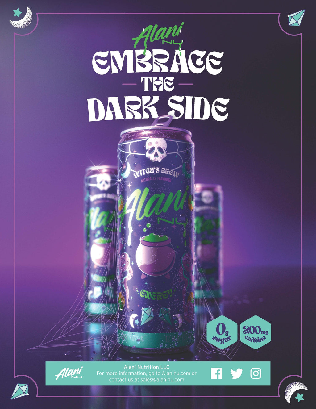 Sugar Free Energy Drink, Witch's Brew, 12oz Cans (6 Pack)