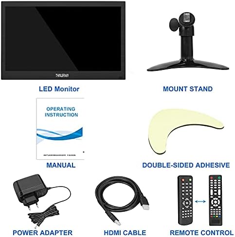 13.3 inch Small PC Monitor 1366x768 Mini LED Monitor with HDMI VGA AV BNC USB Intput, for Fire Stick Computer Xbox Ras pi, Built-in Speaker