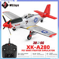 A280 RC Plane 2.4G 4CH 3D6G Mode Aircraft P51 Fighter Simulator with LED Searchlight RC Airplane Toys for Children
