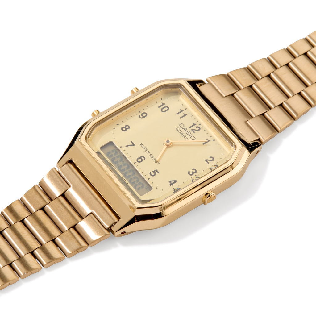 Casio AQ230 Analog Digital Watch - Gold