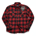 Classic black and red plaid flannel shirt in rock grunge style