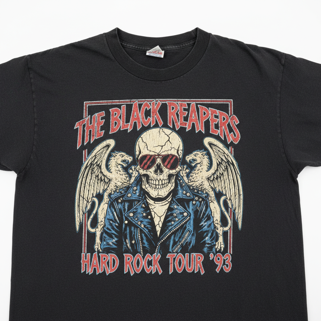 Vintage Rock Band Tee with distressed graphic print