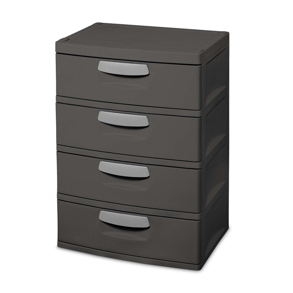 Sterilite Heavy-Duty 4 Drawer Plastic Storage Unit, Flat Gray, BPA-Free