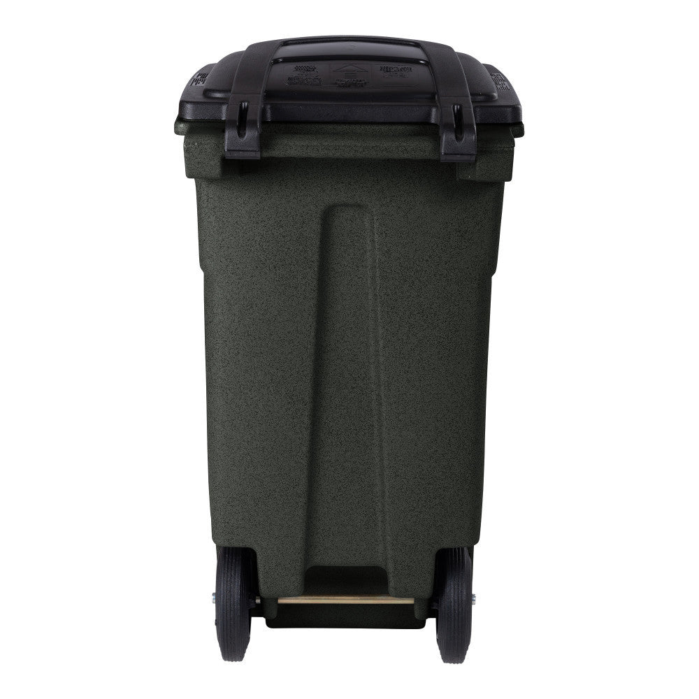 Toter 32 Gallon Greenstone Trash Can with Quiet Wheels & Attached Lid - Durable Indoor/Outdoor Waste & Recycling Container