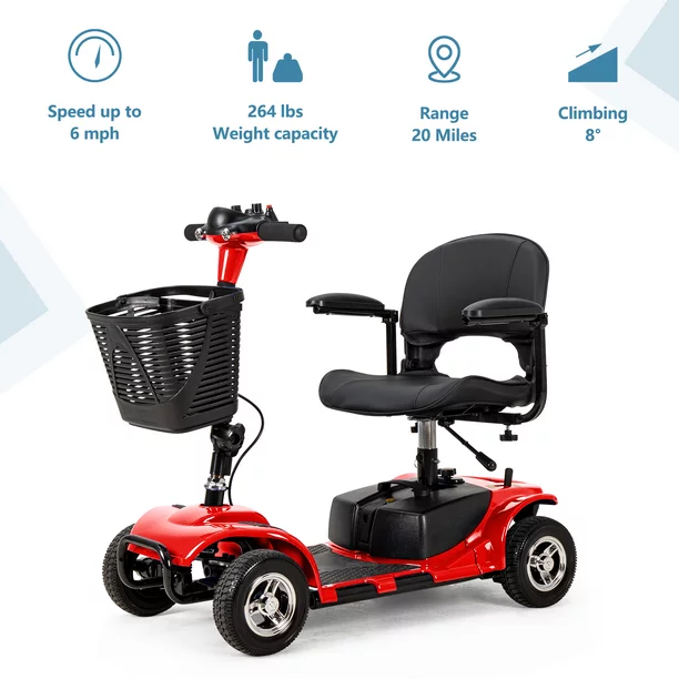 UltraLite Model A898 4-Wheel Mobility Scooter, Portable & Lightweight, 14-Mile Range
